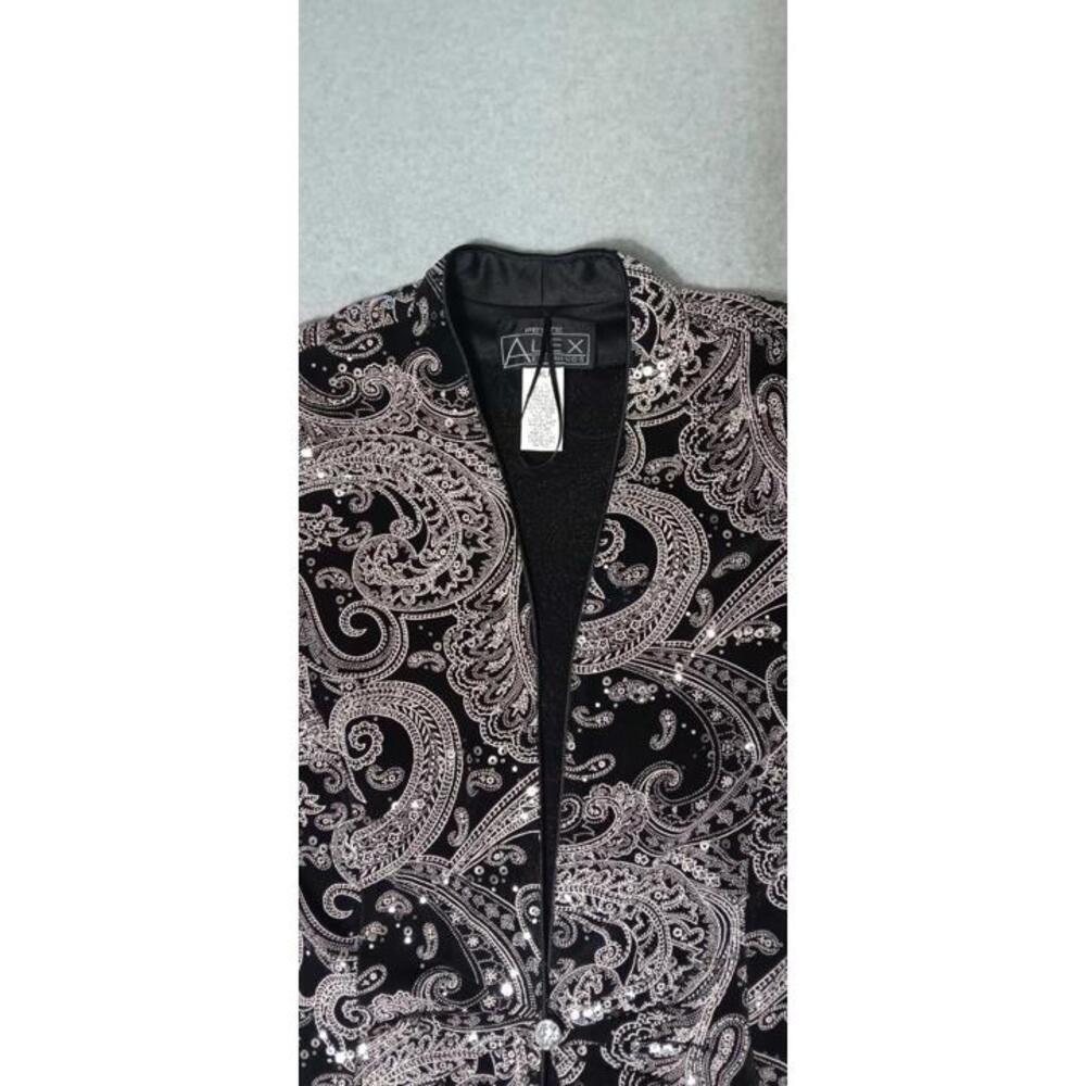 Alex Evenings Petite Sequin Blazer Jacket Womens Size XLP Black And White... - Picture 3 of 11